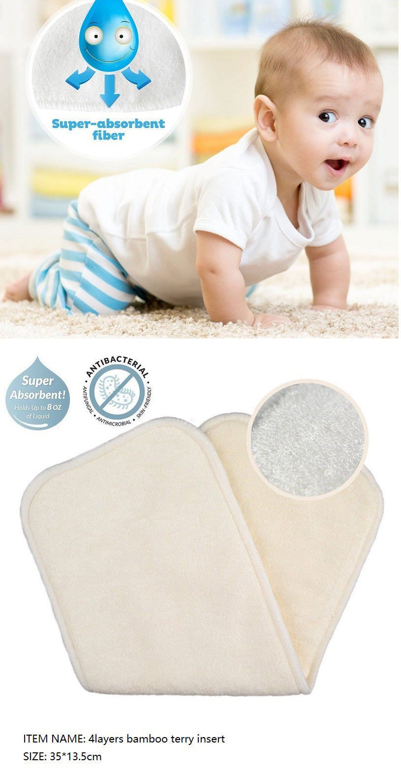 Bambus faser wechselnde Matte Baby Windel Windel Einlage Pad