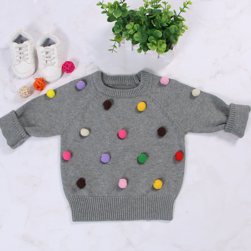 Strickjacke Sweatshirt  Pullover PomPoms Bunt