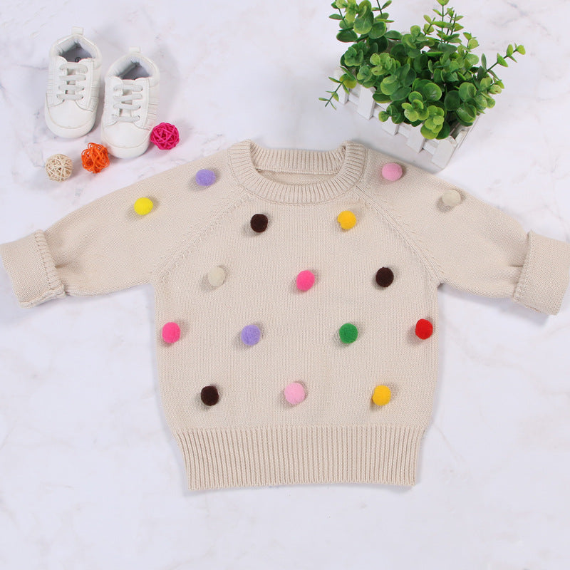 Strickjacke Sweatshirt  Pullover PomPoms Bunt