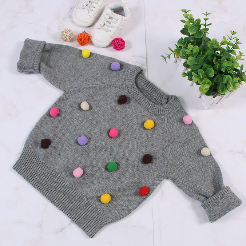 Strickjacke Sweatshirt  Pullover PomPoms Bunt