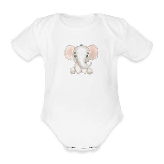Baby Bio-Kurzarm-Body Elefant - weiß