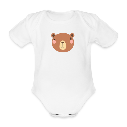 Baby Bio-Kurzarm-Body Bär - weiß