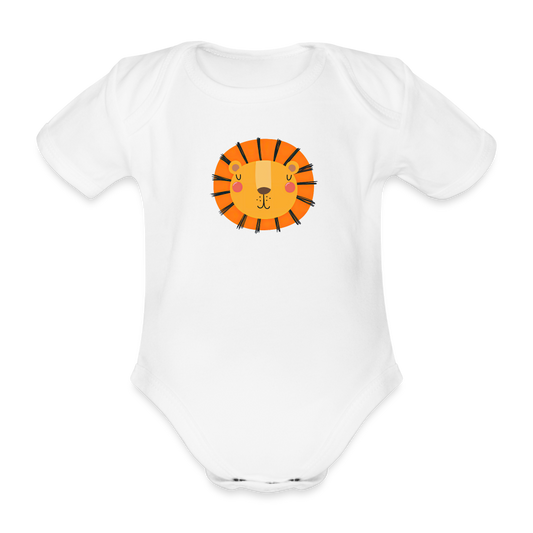 Baby Bio-Kurzarm-Body Löwe - weiß