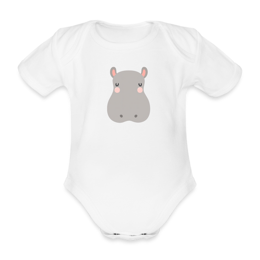 Baby Bio-Kurzarm-Body Nilpferd - weiß